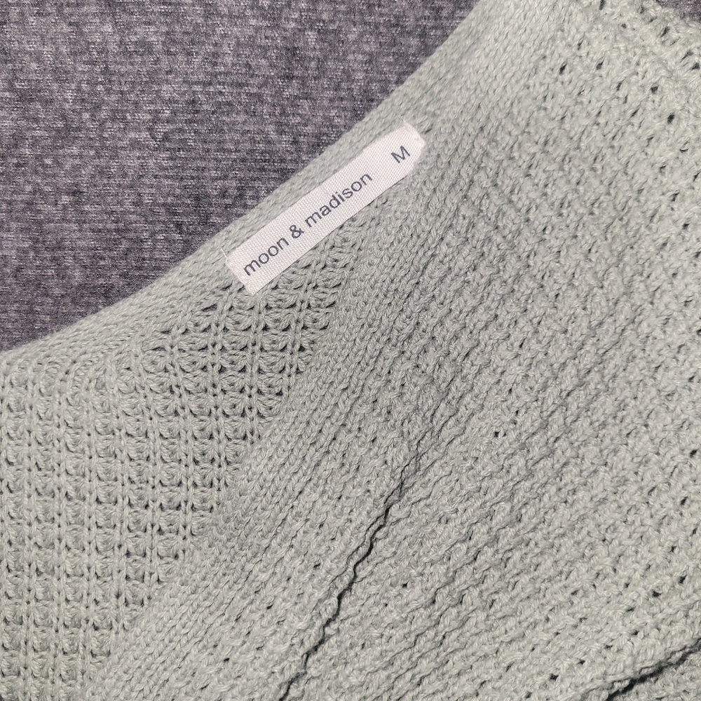 moon & madison Sage Green Off-Shoulder Sweater - Picture 3 of 4